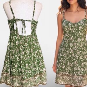 Sincerely Jules Green Floral Backless Dress